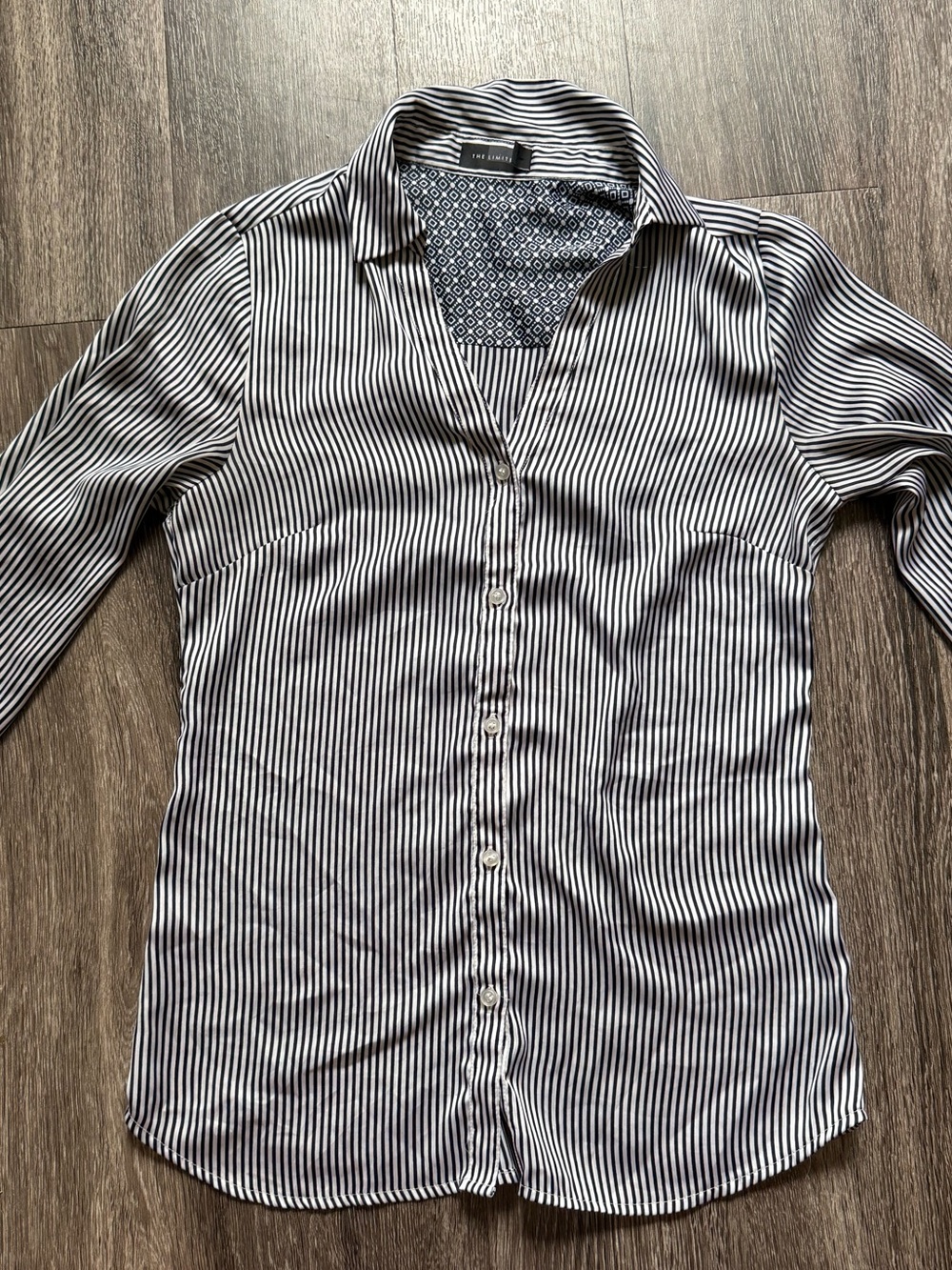 The Limited Black and White Vertical Stripe Button-Down Shirt